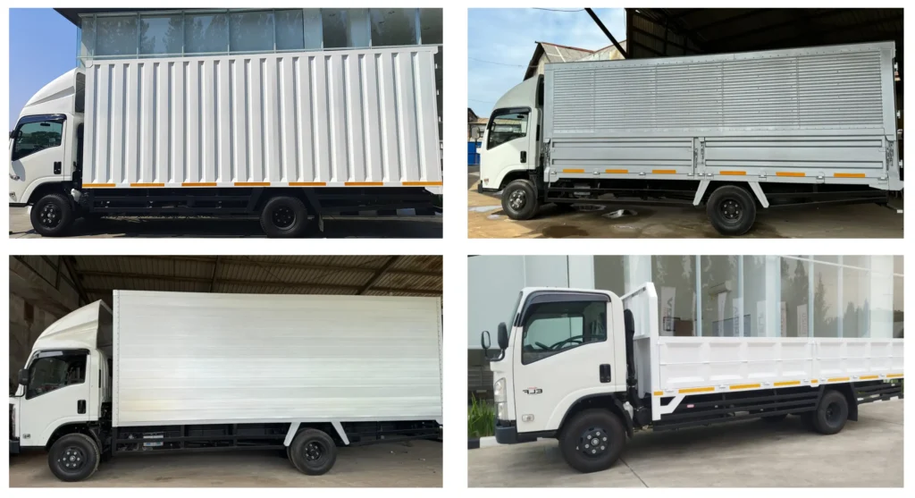 Isuzu Elf NMR L dengan Berbagai Karoseri box  besi, box aluminium, wingbox, bak terbuka