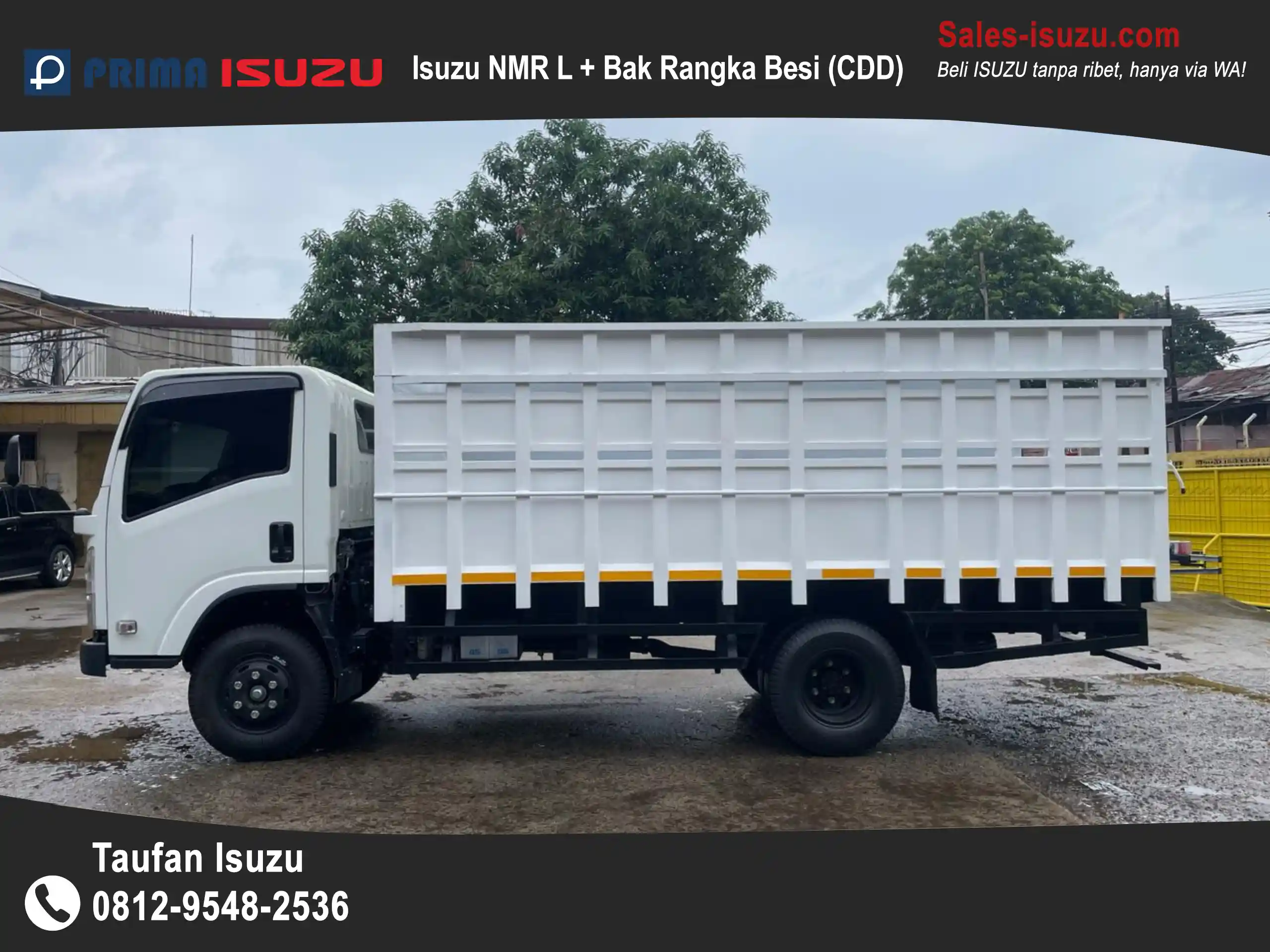 Isuzu ELF NMR dengan karoseri bak besi atau kayu