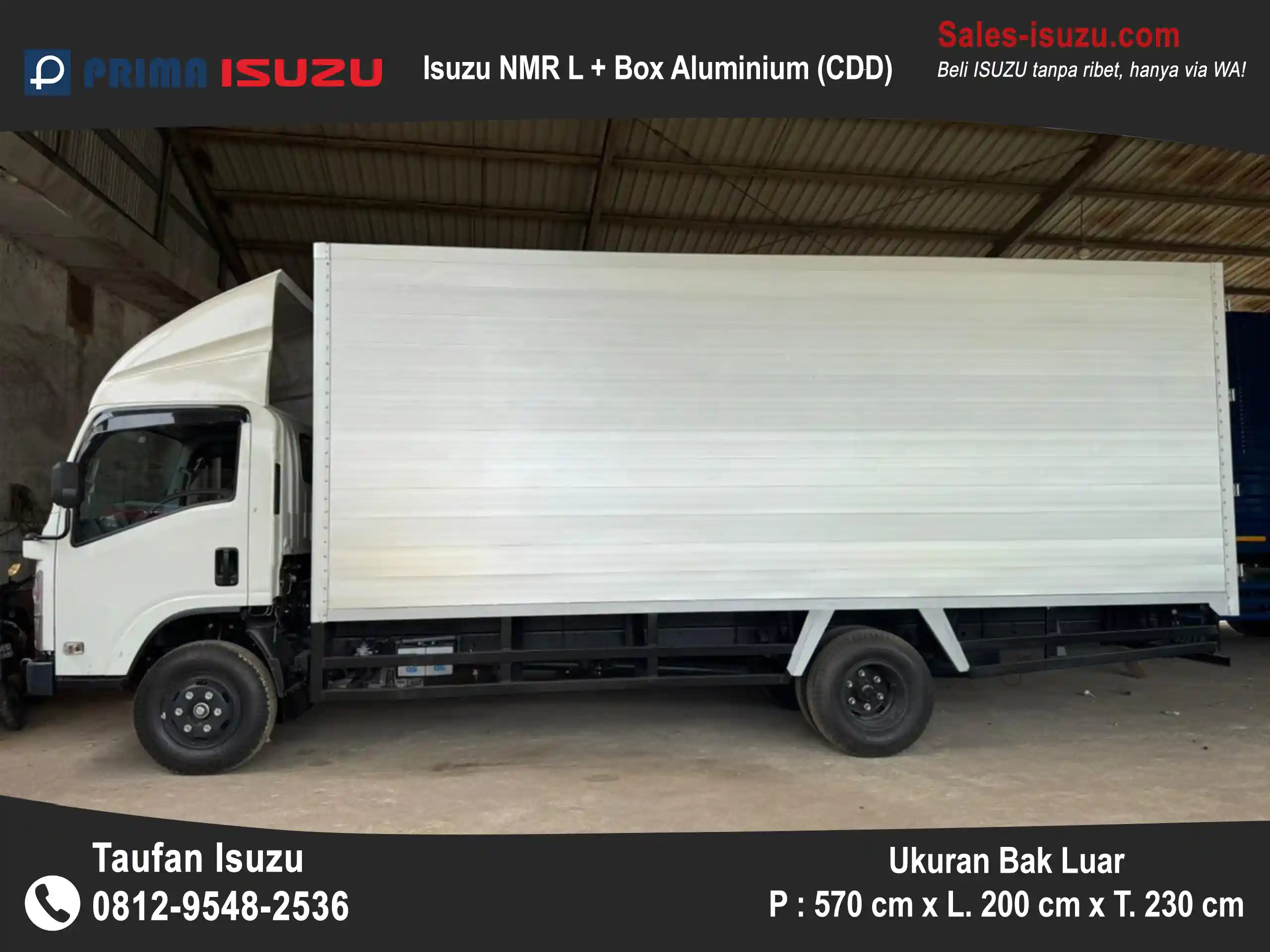Isuzu ELF NMR dengan karoseri box aluminium